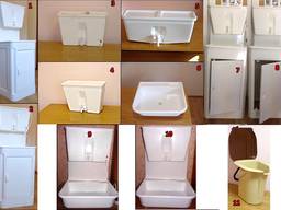 Polypropylene washbasin with heated water and without